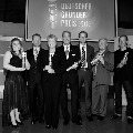 Preisträger Deutscher Gründerpreis 2012 - von links nach rechts: Thilo Kuther (Pixomondo Studios GmbH & Co. KG), Prof. Dr. Franz Durst und Martin Gillert (Aufsteiger, FMP Technology GmbH), Dr. Jürgen Heraeus (Lebenswerk, Heraeus Holding GmbH), Maja Halver und Dr. Jörn Bruhn (StartUp, Ajax Loktechnik GmbH), Milena Jäger (Schüler, Team M.A.M.P.F.)