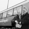 Verkehrslandesrat Wilfing und Geschäftsführer Gerhard Stindl an der Krankonsole. Foto NÖVOG/Bollwein